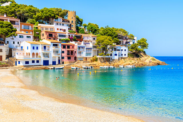 Cala Sa Tuna picturesque fishing cove with whitewashed houses in Begur, Girona