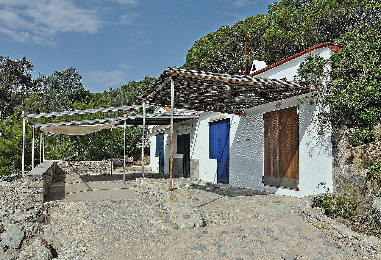 Fishermen's barracas at cala Pallerida, Palamós, a listed local heritage building on the Costa Brava