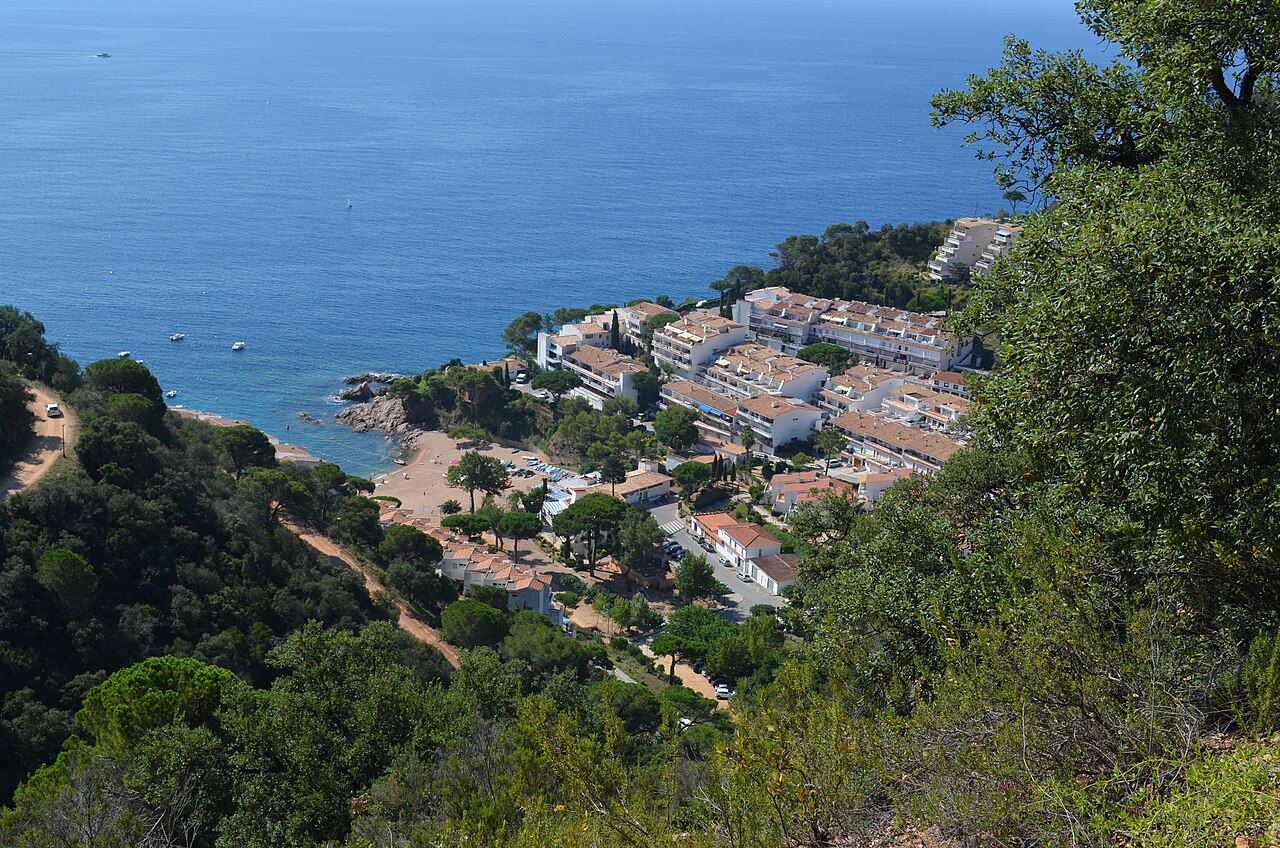 View of Cala Giverola and the headlands enclosing it, Tossa de Mar, Costa Brava