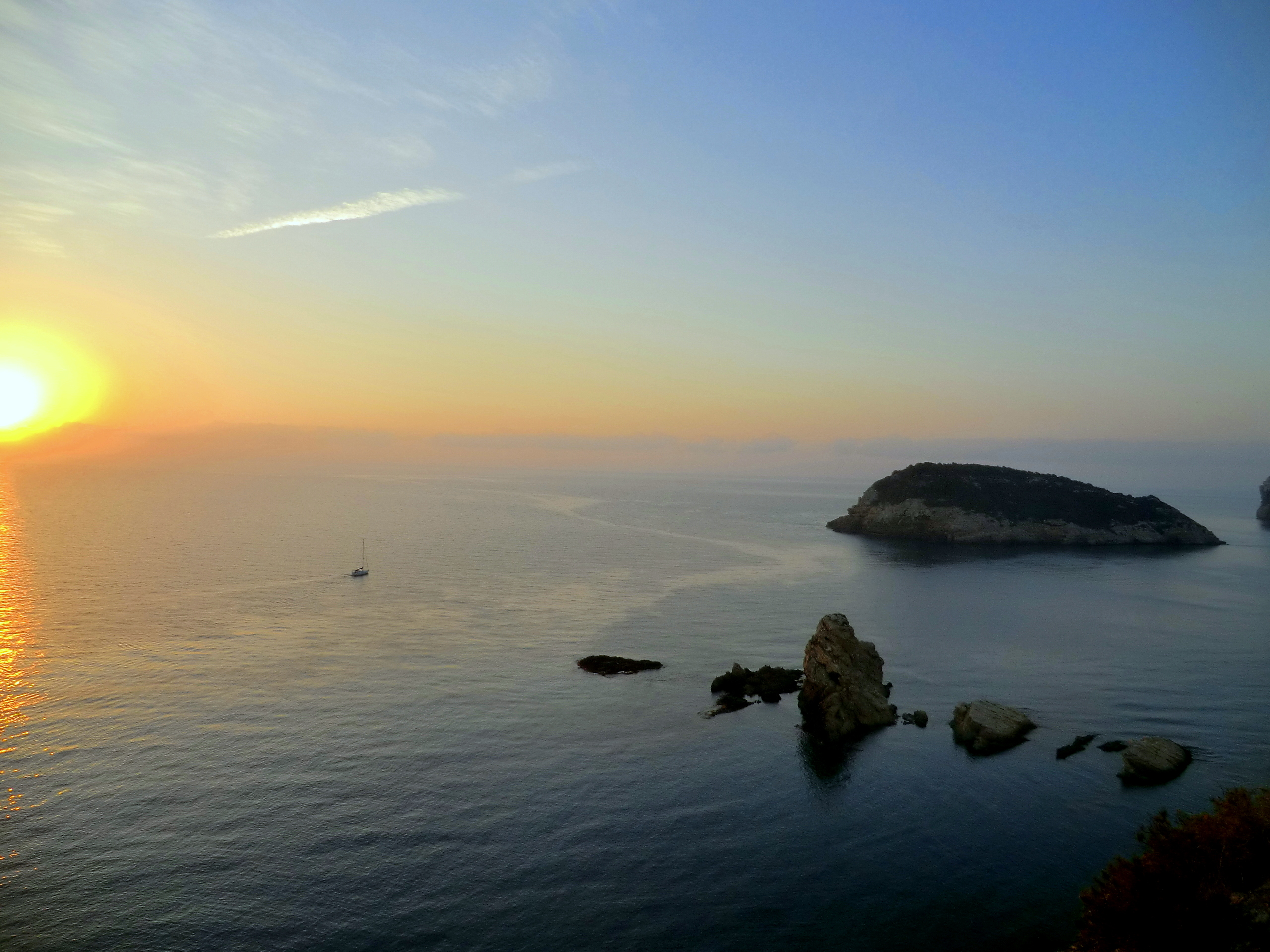 Sunrise over the Mediterranean seen from Cala del Portitxol in Jávea, Alicante