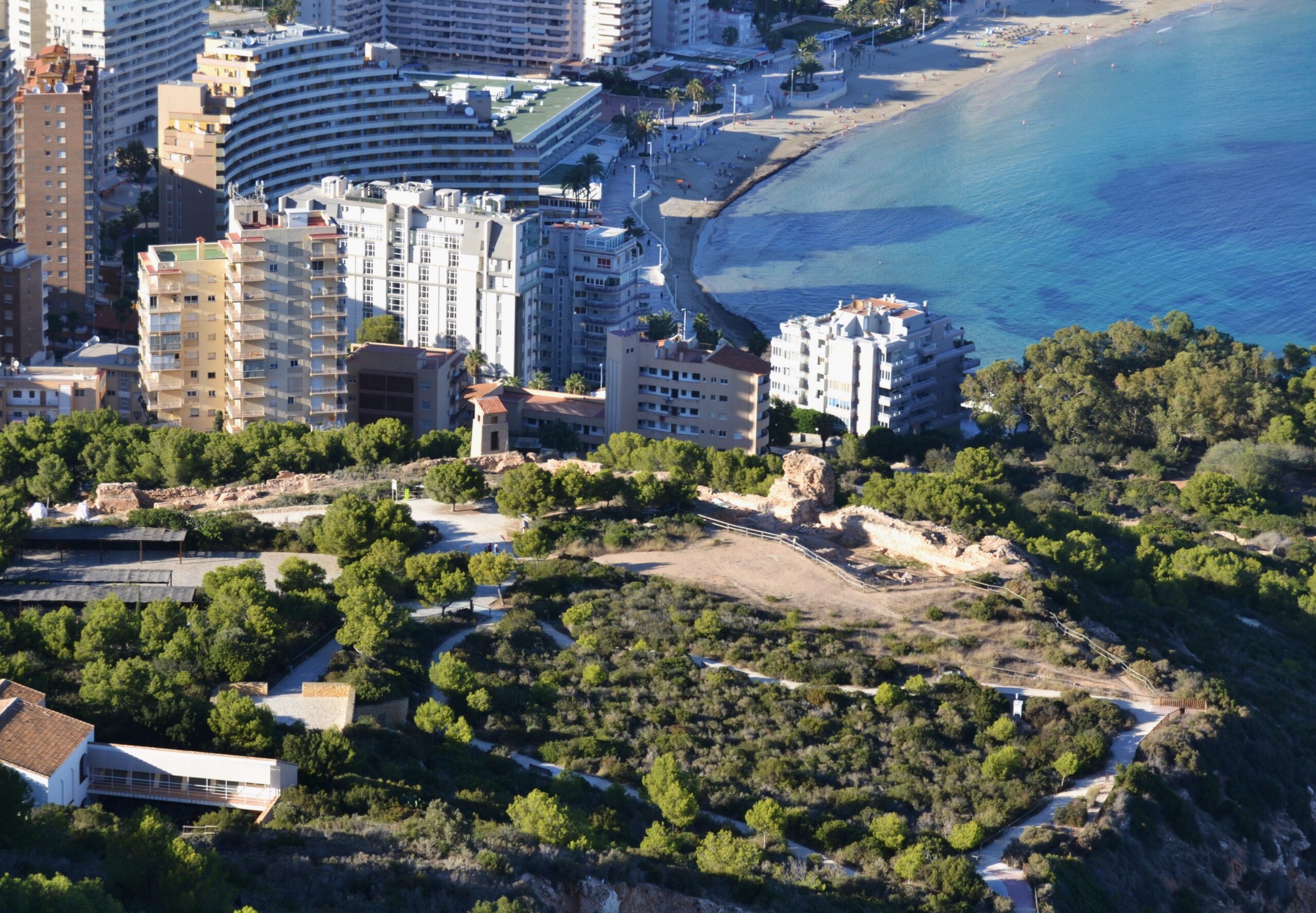 The medieval Pobla d'Ifach archaeological site at the foot of the Peñón de Ifach, Calpe