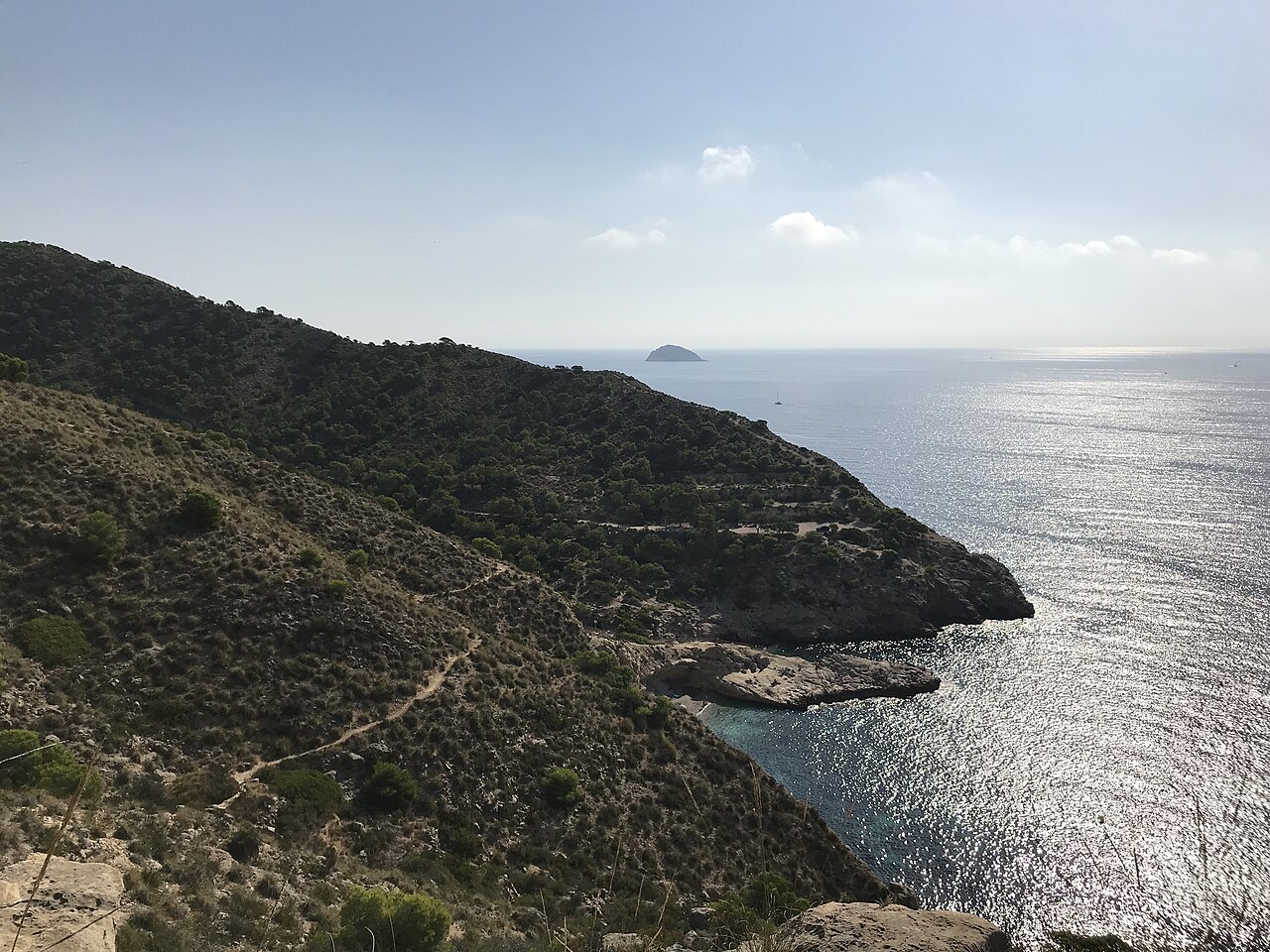 The cliffs and coastline around Racó del Conill, La Villajoyosa, Alicante