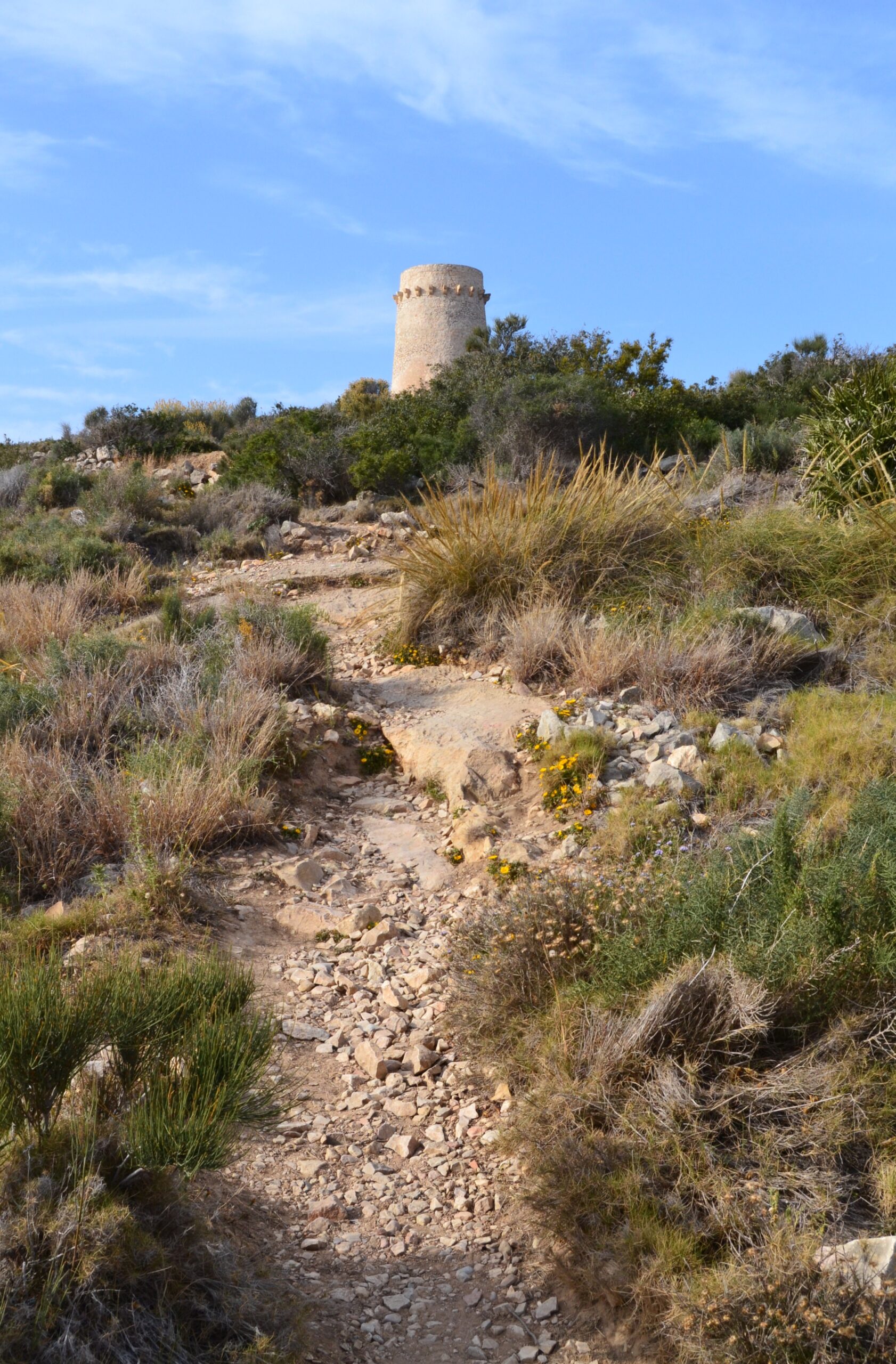 The trail leading to the 16th-century Cap d'Or watchtower above Moraira, Alicante