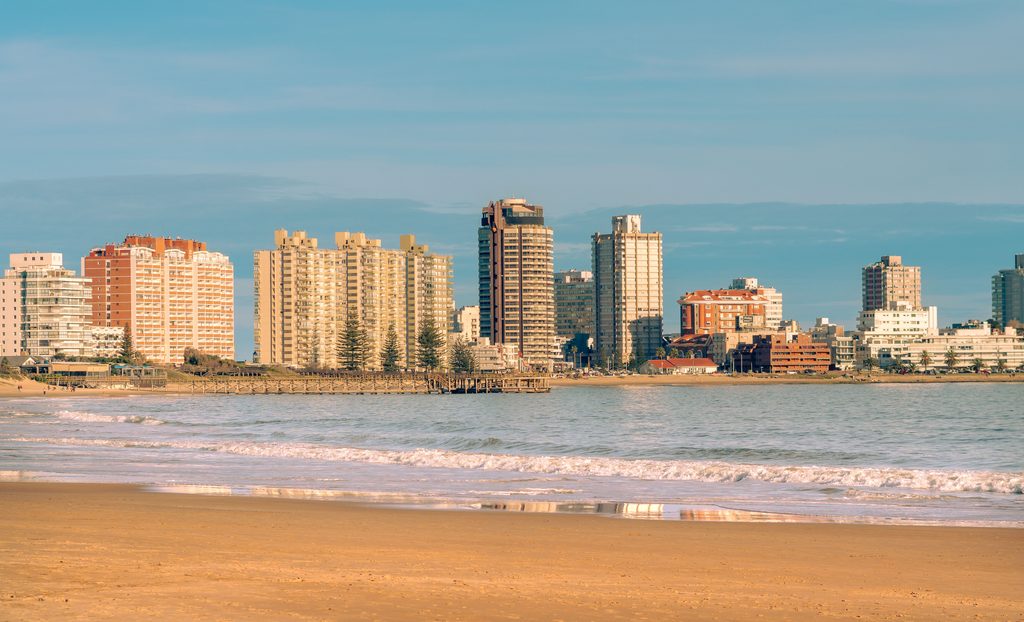 Beachfront apartment buildings on the Spanish coast